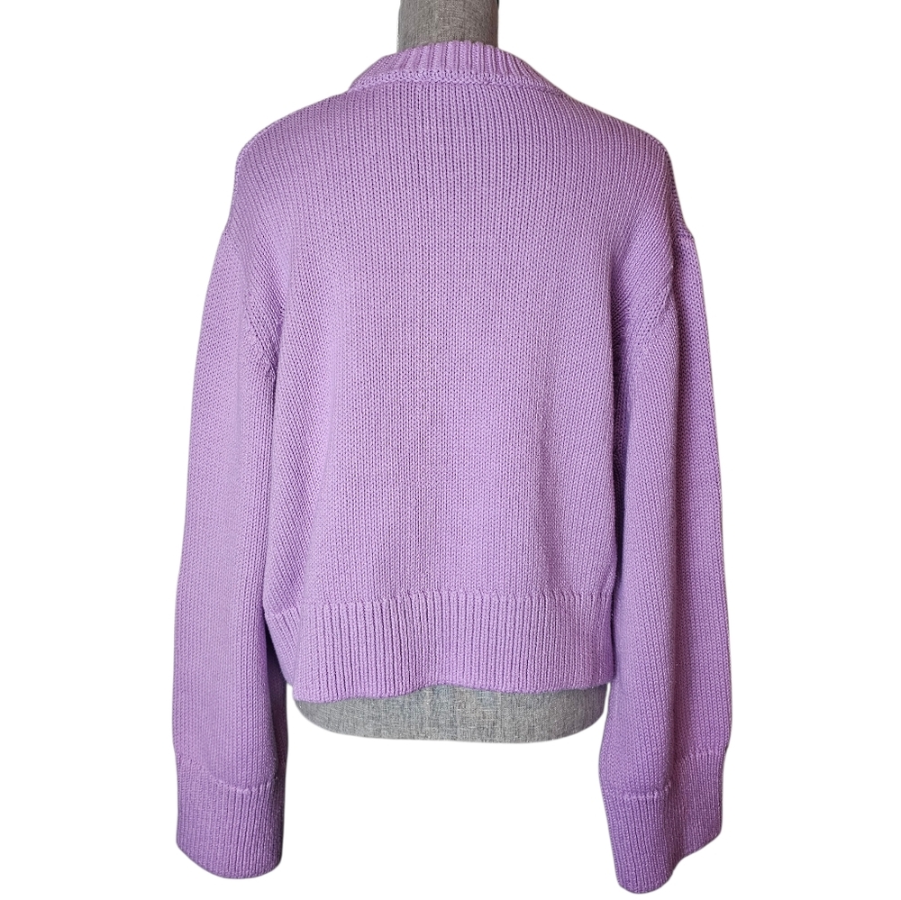 Tuckernuck Aiden Cropped Purple Sweater - Women's Size XL - Preppy Cozy NWT - Picture 3 of 11